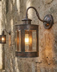Aged Copper Outdoor Wall Lantern – Hammered Glass Sconce