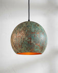 Handmade Verdigris Copper Globe Pendant Light for Rustic Interiors