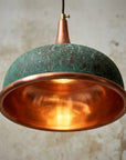 Handmade Green Patina Copper Pendant Light for Rustic Kitchen & Dining