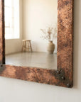 Hammered Copper Wall Mirror – Rustic Farmhouse Vanity Decor