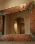Hammered Copper Wall Mirror – Rustic Patina Vanity Frame
