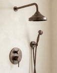Aged Copper Rainfall Shower Set with Hand Sprayer