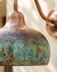 Verdigris Copper Gooseneck Wall Light – Hammered Dome Sconce