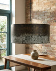 Handmade Oxidized Copper Drum Pendant Light for Kitchen Island