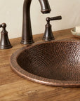 Hammered Copper Bathroom Sink Round Undermount Rustic Vanity Basin