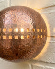 Handmade Hammered Copper Globe Wall Sconce with Artisan Cutouts