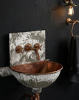 Rustic Wall Mount Copper Bathroom Sink with Hammered Basin