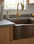 Curved Apron Patina Copper Farmhouse Kitchen Sink