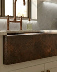 Hammered Copper Double Bowl Farmhouse Apron Kitchen Sink