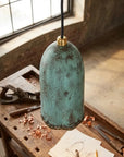 Handmade Verdigris Copper Pendant Light for Rustic Kitchen Island