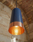Handcrafted Black Hammered Copper Pendant Light for Kitchen Island