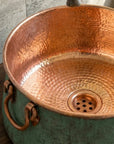 Verdigris Copper Bucket Sink with Hammered Vanity Bowl