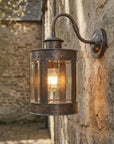 Aged Copper Outdoor Wall Lantern – Hammered Glass Sconce
