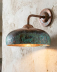 Aged Copper Gooseneck Sconce with Verdigris Dome