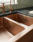 Artisan Copper Farmhouse Kitchen Sink with Double Basin