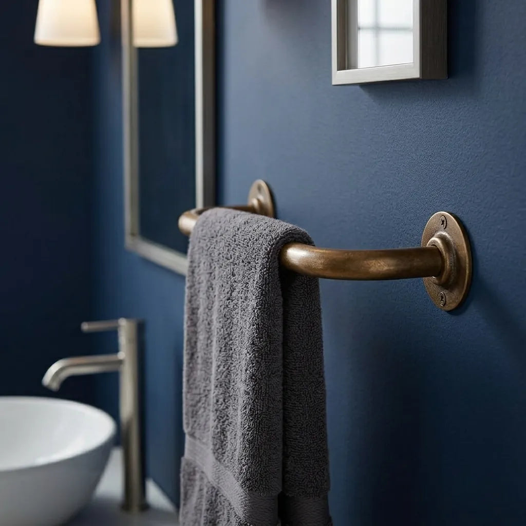 Antique Copper Bathroom Towel Bar – Farmhouse Wall Rail