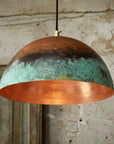 Handmade Verdigris Copper Dome Pendant Light for Rustic Interiors