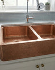 Artisan Hammered Double Bowl Copper Farmhouse Apron Front Kitchen Sink