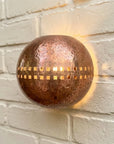 Handmade Hammered Copper Globe Wall Sconce with Artisan Cutouts