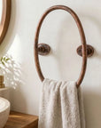 Aged Copper Oval Towel Holder for Rustic Bathroom Walls