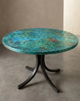 Verdigris Copper Coffee Table with Curved Artisan Base