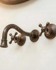 Aged Copper Wall Faucet with Vintage Cross Handles
