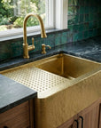 Handmade Hammered Unlacquered Brass Farmhouse Apron Kitchen Sink