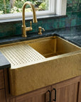 Handmade Hammered Unlacquered Brass Farmhouse Apron Kitchen Sink