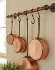 Rustic Copper Wall Pot Rail with S Hooks for Kitchen Storage