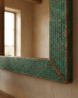 Verdigris Copper Wall Mirror – Rustic Hammered Vanity Decor