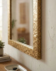 Handmade Hammered Brass Wall Mirror – Luxury Gold Frame