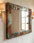 Oxidized Copper Wall Mirror – Rustic Verdigris Frame