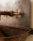 Rustic Copper Wall Mount Sink with Faucet and Patina Basin