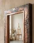 Patina Copper Rectangular Mirror – Artisan Bathroom Wall Accent