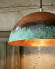 Handmade Verdigris Copper Dome Pendant Light for Rustic Interiors