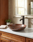 Handmade Hammered Copper Vessel Sink for Rustic Bathroom Vanity