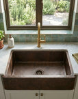 Dark Hammered Copper Farmhouse Apron Kitchen Sink