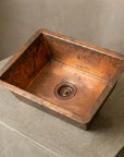 Handmade Rectangular Copper Vessel Sink for Rustic Bathrooms