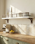 Handmade Aged Copper Gallery Rail for Kitchen Shelves