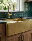Handmade Hammered Unlacquered Brass Farmhouse Apron Kitchen Sink