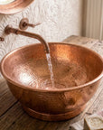 Hammered Copper Oval Vessel Sink – Rustic Bathroom Basin
