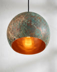 Handmade Verdigris Copper Globe Pendant Light for Rustic Interiors