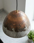 Handmade Oxidized Copper Dome Pendant Light for Rustic Interiors