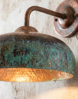 Aged Copper Gooseneck Sconce with Verdigris Dome
