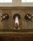 Vintage Copper Wall Tap – Farmhouse Cross Handle Faucet