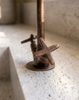 Rustic Aged Copper Vanity Faucet with Goose Neck Spout