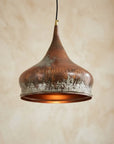 Handmade Oxidized Copper Dome Pendant Light – Rustic Farmhouse Lamp