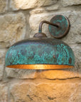 Handmade Green Patina Copper Wall Sconce – Rustic Outdoor Light