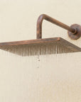 Aged Copper Square Rainfall Shower Head – Wall Mounted