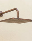 Aged Copper Square Rainfall Shower Head – Wall Mounted